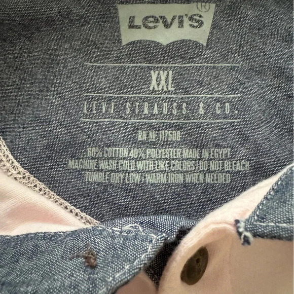 Levis Shirt Mens XXL Pink Short Sleeve Button Up Casual Cotton Adult - Picture 3 of 4